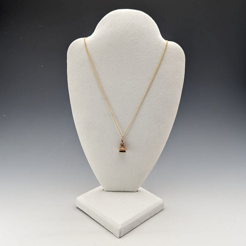 20世紀初頭頃 英国アンティーク 9ctゴールド& レッドストーンフォブ ネックレス